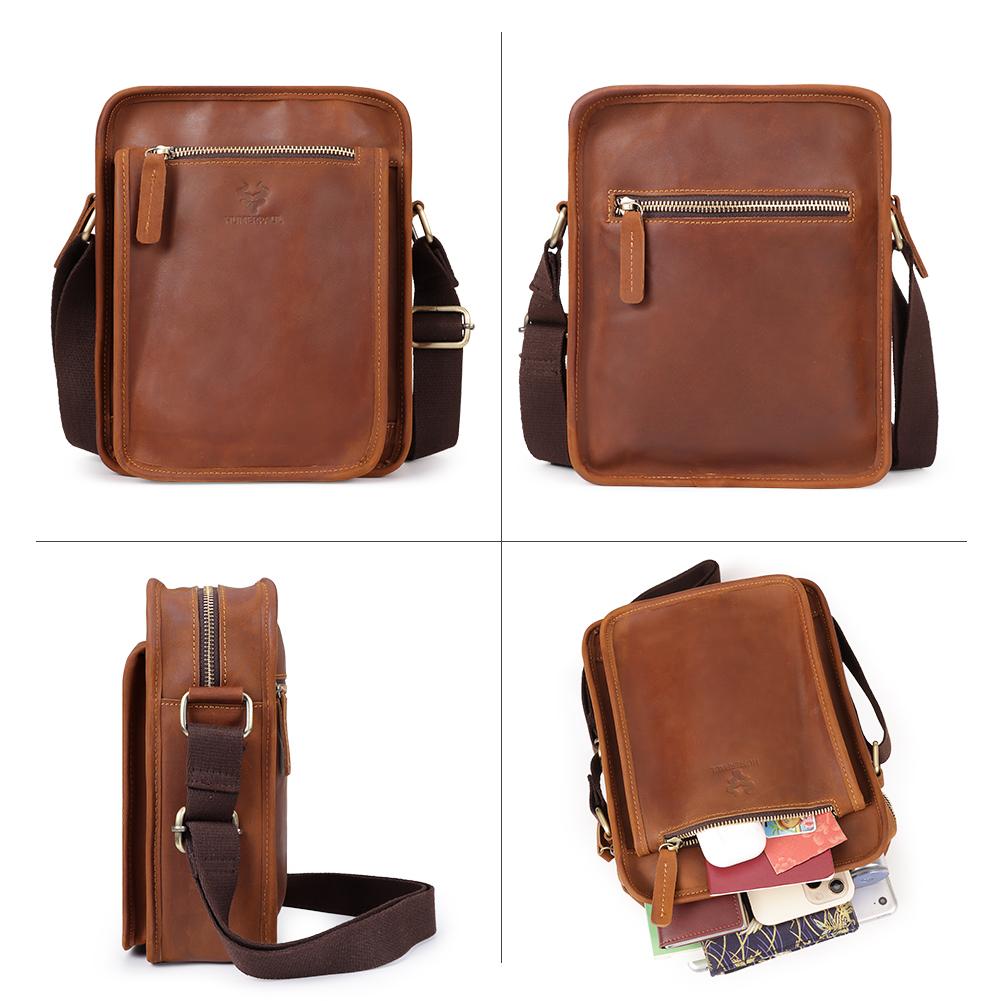Humerpaul Leather Shoulder Bag Large Capacity Multi-function Travel Bag Sports Bag
