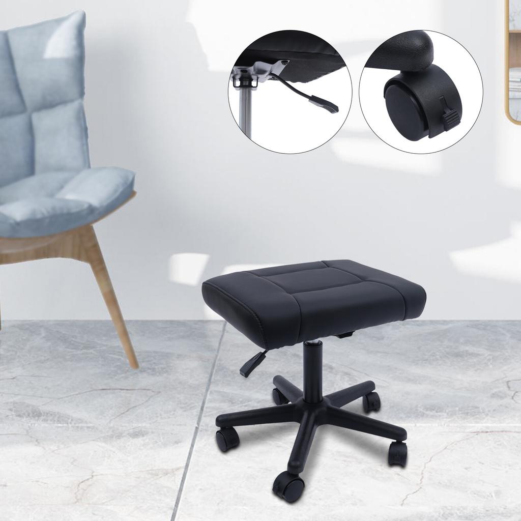 Adjustable Rolling Foot Rest for Office Under Desk Ergonomic Leg Support Stool PU Leather 360 Rotating Wheels