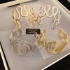 S/Round Shape Irregular Wide Bracelet Wave Opening Retro Hand Ring  Party Decoration