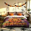 Halloweenmas Pumpkin Ghost Brick Wall 3Pcs Duvet Cover Set Spooky Witchy Holiday Bedding Set Decor