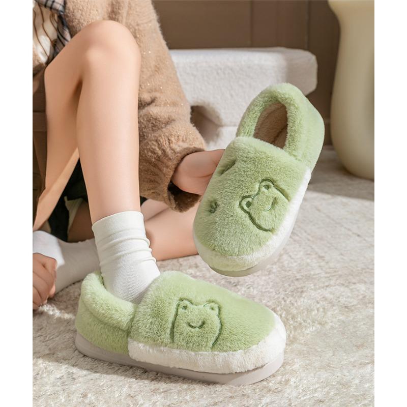 Padded Home Cotton Slippers for Women, Warm Thick-soled Fleece Shoes