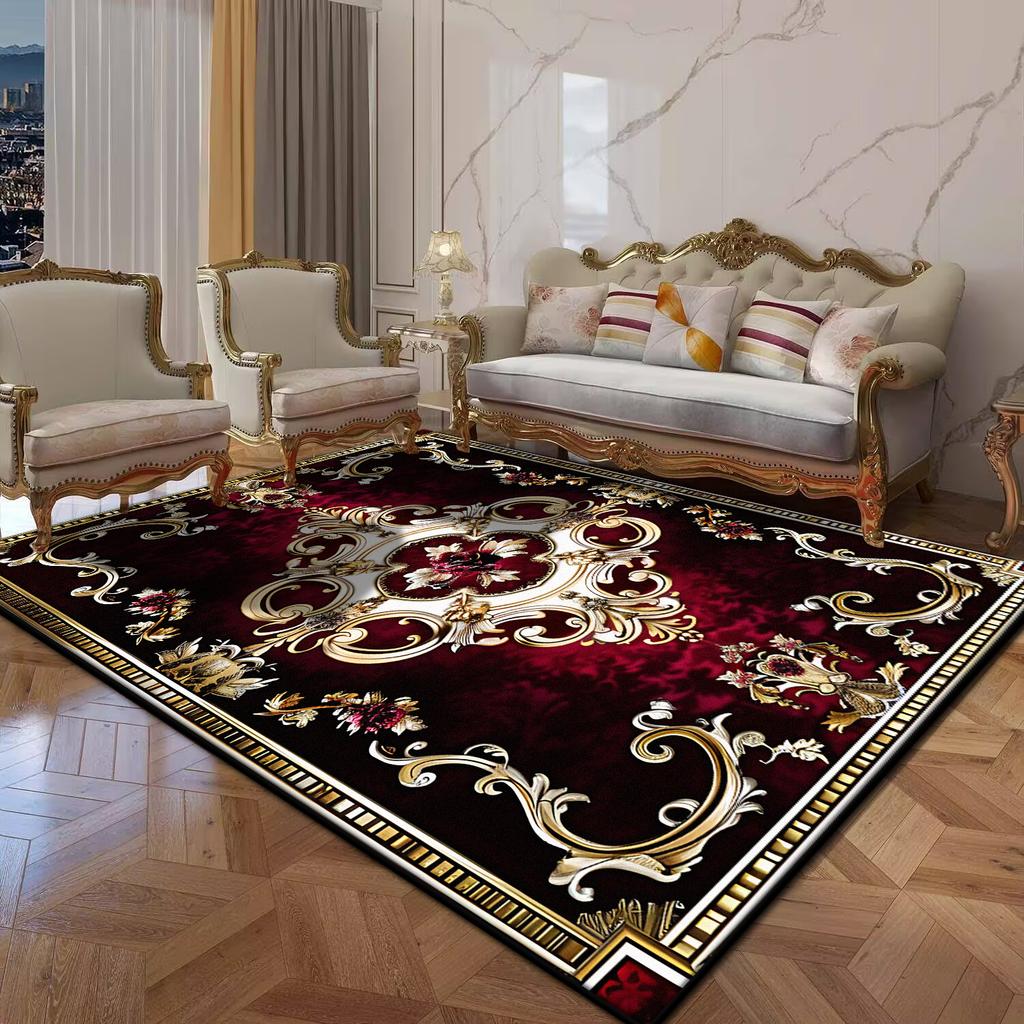 Retro European Style Bedroom Carpet Washable Room Decoration Aesthetic Light Luxury Lounge Rug Non-slip Coffee Tables Mat Room