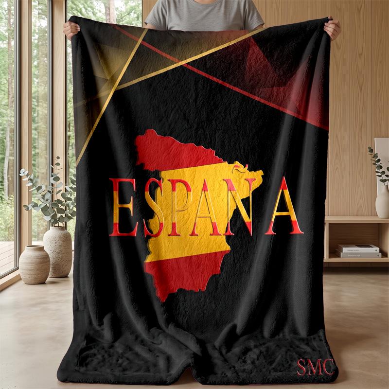 Spain football Printed Flannel Blanket Skin Friendly Warm Decorative Throw for Indoor Couch Bed Daily Use