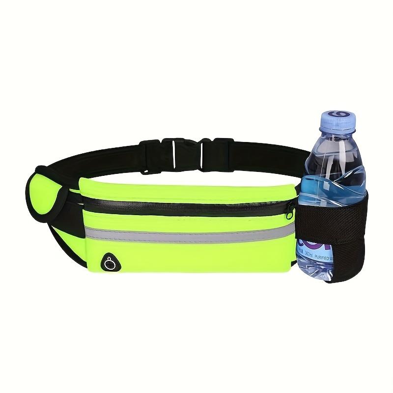 Reflective Multi-Functional Running Waist Bag with Phone Pocket and Bottle Holder, Zipper Closure, Durable Polyester - Ideal for Hiking
