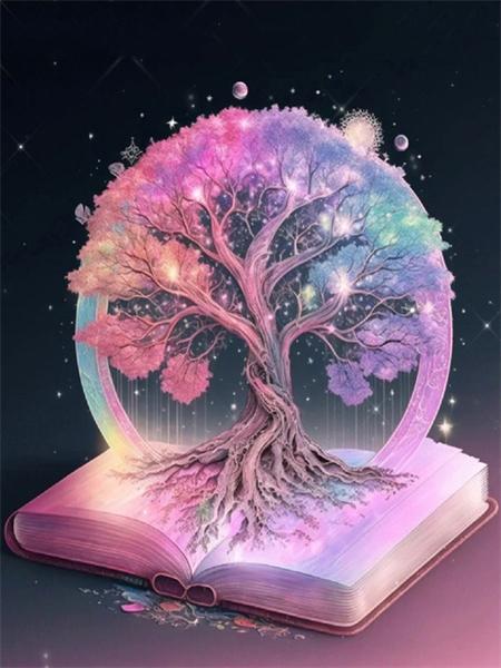 5D Diy Diamond Painting Fantasy Tree Embroidery Mosaic Book Landscape Square Round Home Decor