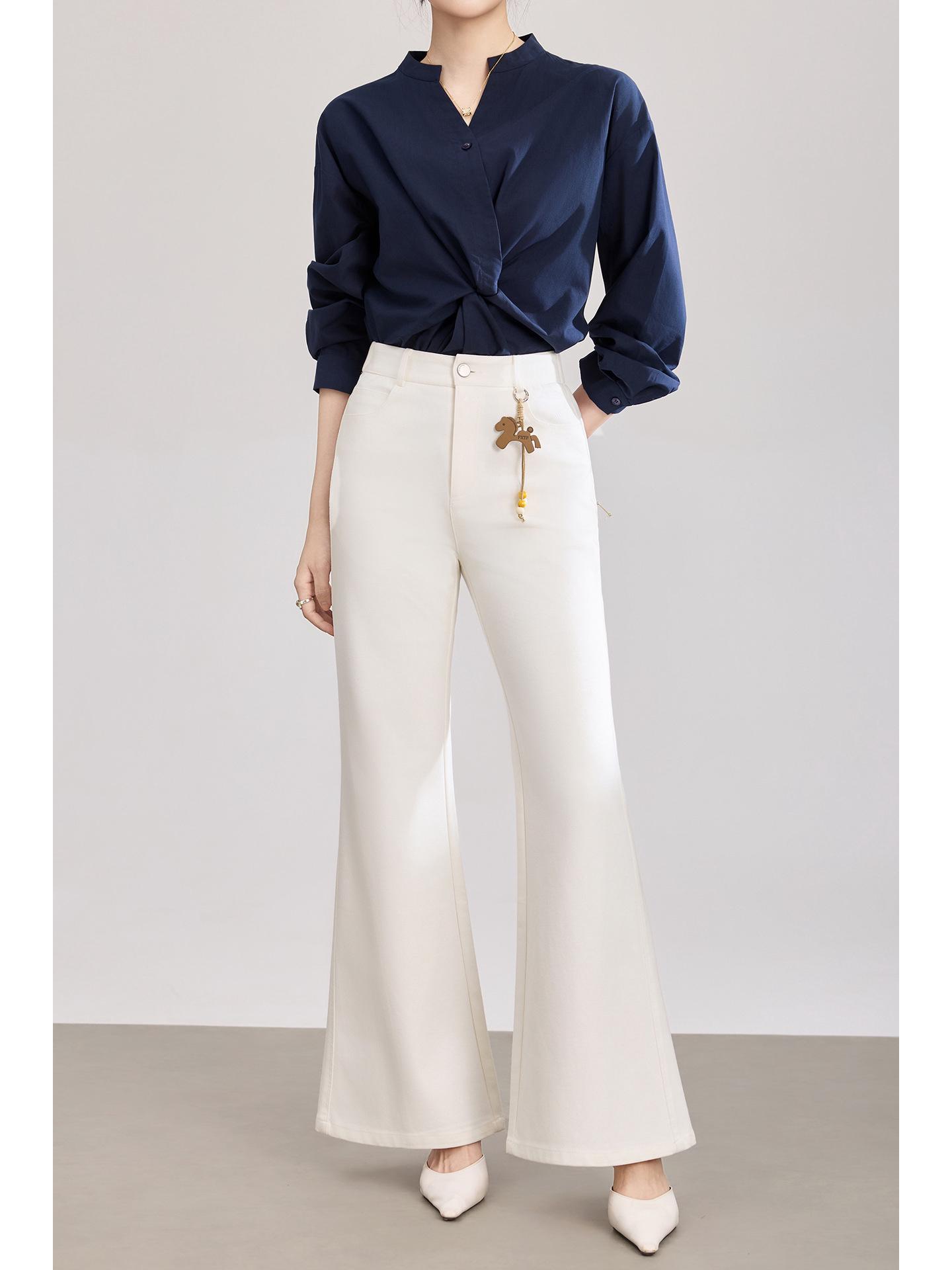 

Nanyou High-Quality Women s Slimming Flared Cotton Pants with Small Horse Pendant for Spring/Summer. XXL белый