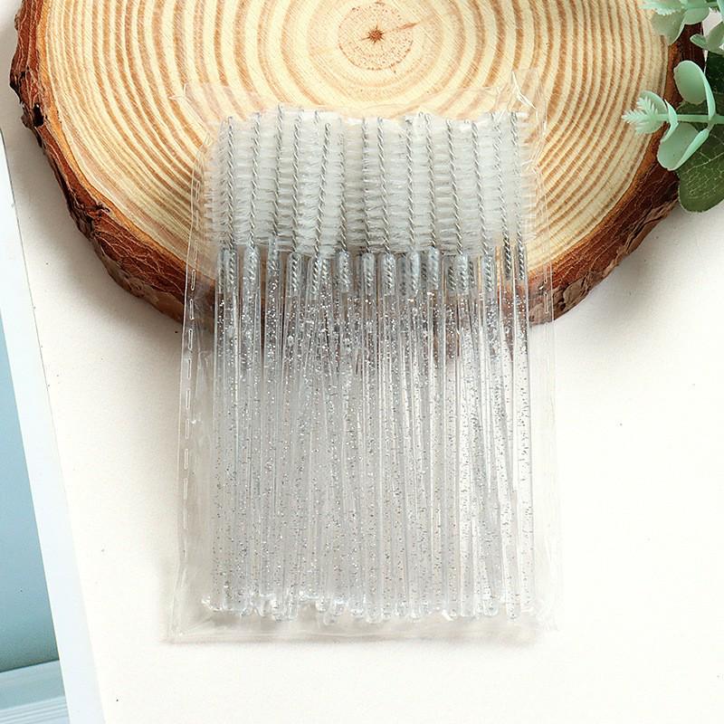 50-Pack Portable Multi-Purpose Eyelash and Eyebrow Crystal Handle Brushes