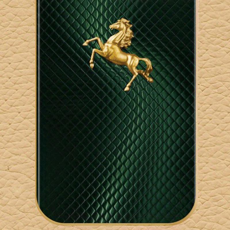 Green Plaid Gold Horse Pattern Metallic Paint Glass Phone Case For iPhone 17 16 15 14 13 12 11 Pro Max 15 Plus 17 Air 16E Cover