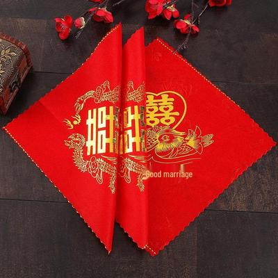 Auspicious Wedding Handkerchief: Dragon Phoenix & Mandarin Ducks Design for Bride's Dowry