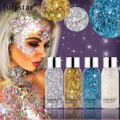 Chunky Glitter Liquid Eyeshadow Face Body Sequin Gel Highlighting Shimmer Pigment Sparkle Makeup for Festival Rave Party Stage Cosmetics