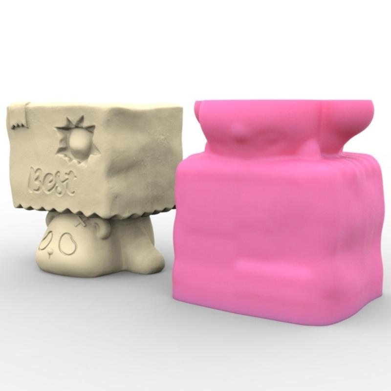 Flowerpot Silicone Mold Lying Panda Shaped Concrete Moulds  Flowerpots Molds Cements Mould Silicone Material