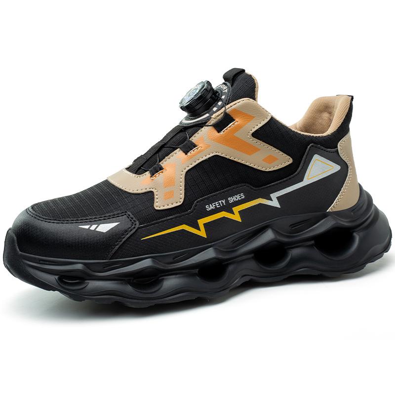 

Rotating button Men sports shoes Protection Boots Safety Shoes Men Anti-smash Anti puncture Work shoes Non-slip Steel toe shoes 39