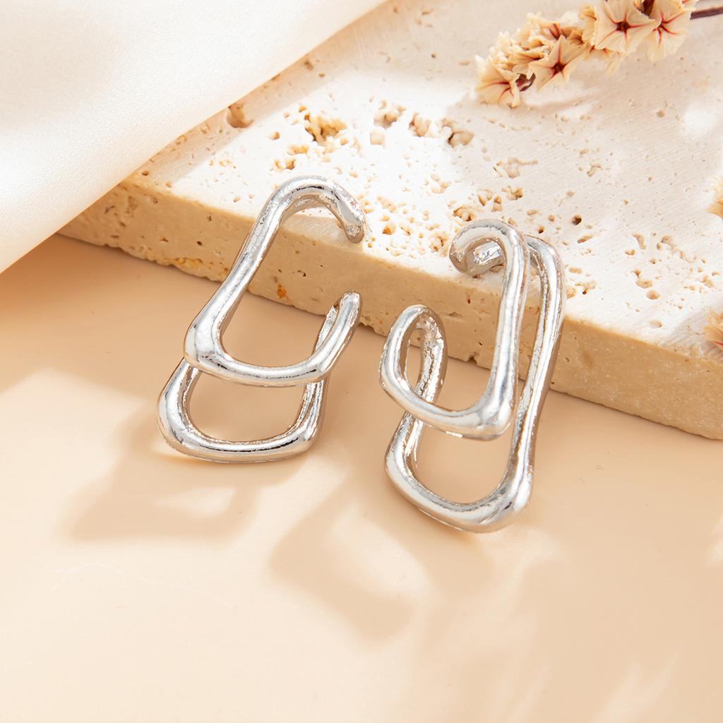 1 Pezzo Punk Oro Doppio Strato Ear Cuff per Donne Geometrico Linee Irregolari Clip per Orecchio Senza Foro Gioielli Moda Unici Regalo