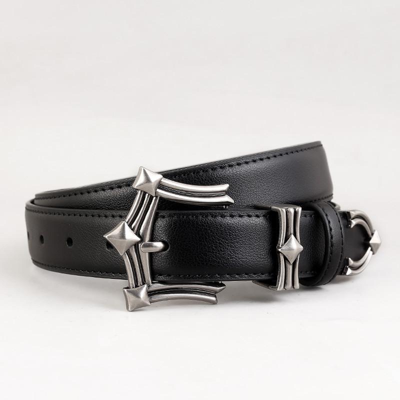 

Leather Belt For Women With Alloy Buckle For Casual And Work Outfits чёрный