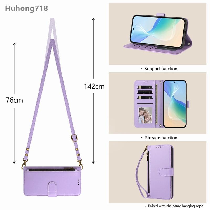 For Honor X6 X6A X6B X6S X7A X7b X7C X7E X8 X8A X8B X9 X9A X9b 4G 5G Case Zipper Coin Purse Flip Leather Cover Crossbody Bag Wireless Charging