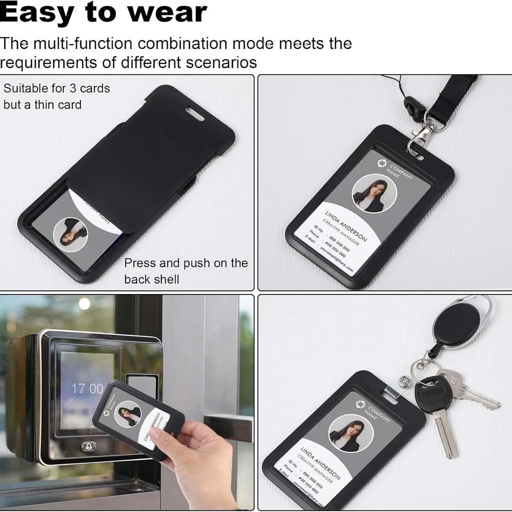Work Permit Card Set - Rope Retractable Neck Hanging Document Card Set - Chest Tag Access Control Hard Shell Protective Set