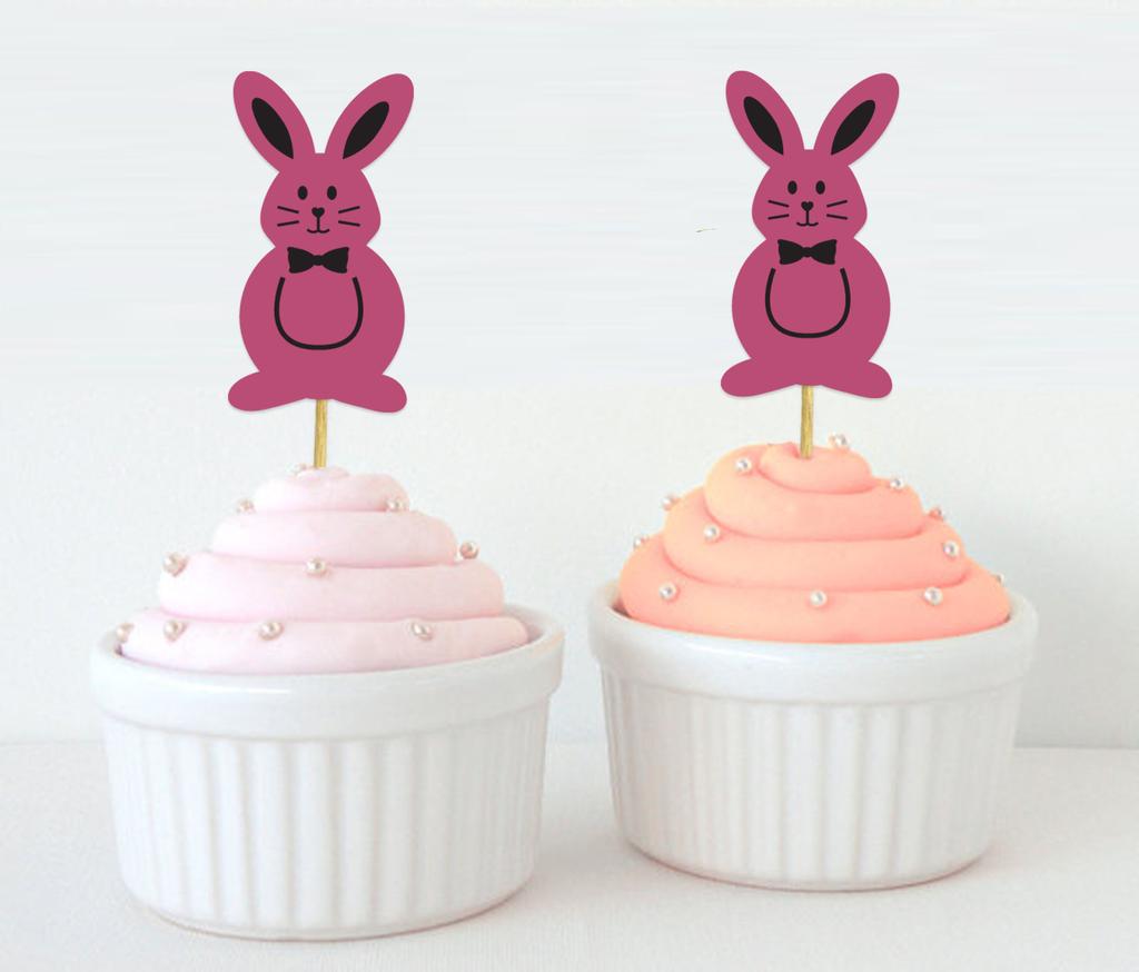 Darling Souvenir | Třpytivé zlaté velikonoční zajíček, ozdoby na muffiny, dezertní dekorace, ozdoby na muffiny - sada