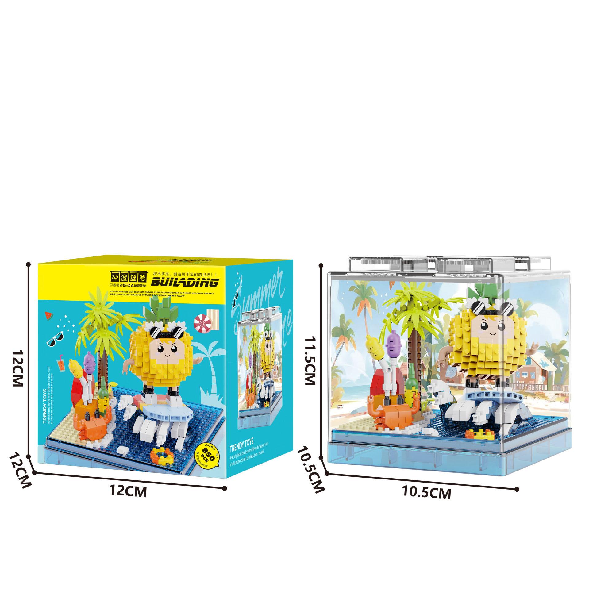 

Idea Fruit Party Box Micro Diamond Construction Block Pineapple Watermelon Avocado Orange Nanobricks 3D Wall Brick Plaything For Kids Present
