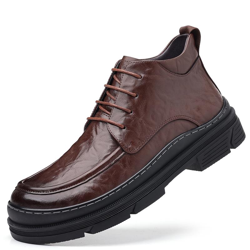 

Модные британские модные ботинки для мужчин, повседневная зимняя обувь, кроссовки, уличные ботинки, нескользящая рабочая обувь, мужские короткие мотоциклетные ботинки Zapatillas 44 коричневый
