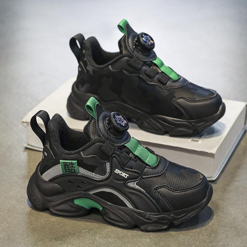 Zimowe Sneakersy Dziecięce Bawełniane Buty Sneakersy PU Wodoodporne Krótki Polar Ciepłe Ultralekkie Chłopięce Śniegowce