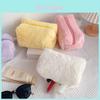 Korean Style Soft Faux Fur Makeup Bag With Portable Handle For Girls And Teens