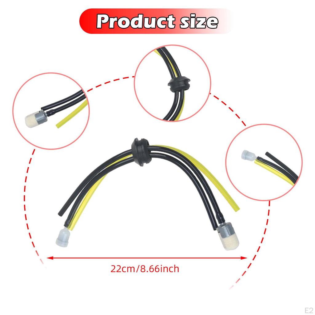 4x Fuels Lines Hoses Petrol Filter Kit 22 cm Flexible with Balancer for Mower Garden