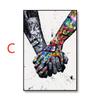 Street Graffiti Lover Mano Dito Medio Gesto Stampa a olio Pittura Moderna Casa Tela Decorazione della parete Poster Murale per Soggiorno Decorazioni per la casa