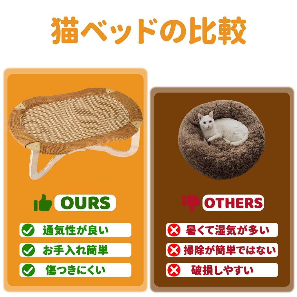 3 of Ni Cat Rattan Woven Pet Freestanding Cat Cat Sleeping Pet Suitable for Cats and Small 10kg Weight Easy Washable Bed, Mat, Bed, Hammock, House,