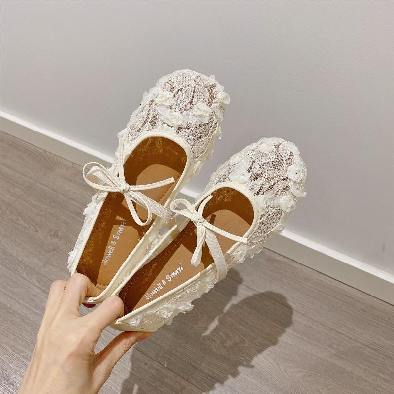 2026 Frühling Spitze Blume Damen Mary Jane Schuhe Mode Slip-On Komfort Straßenstil Weiche Sohle Damen Kleider flache Schuhe