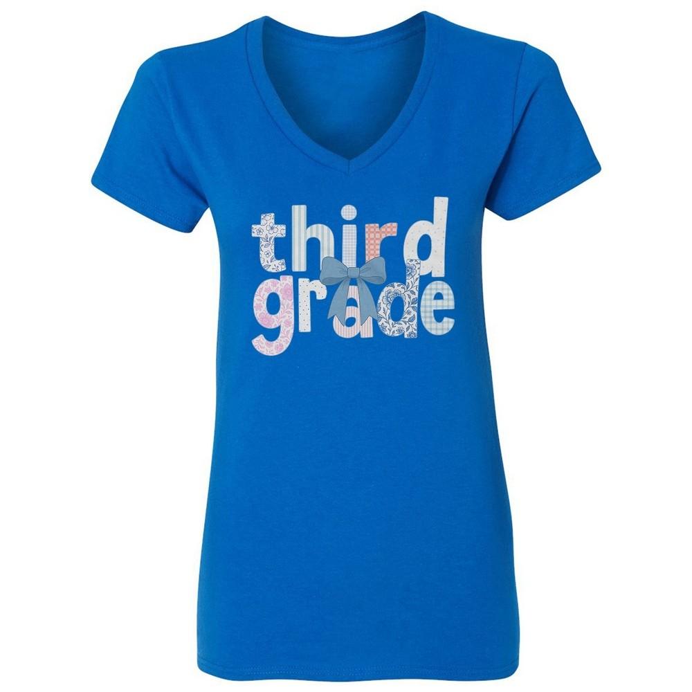 Third Grade Coquette Bow - Floral Back to School Ladies  V-Neck Tshirt Unisex T-Shirt XXXL