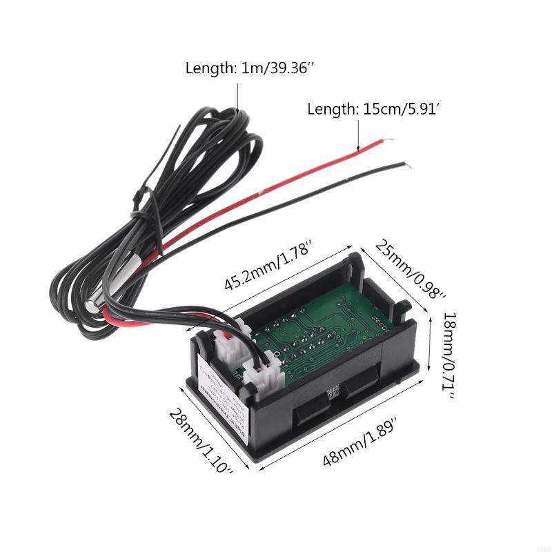 400B Voltmeter & Thermometer Display Panel 12v 24v Battery Temperature Meter Tester Gauge for Car