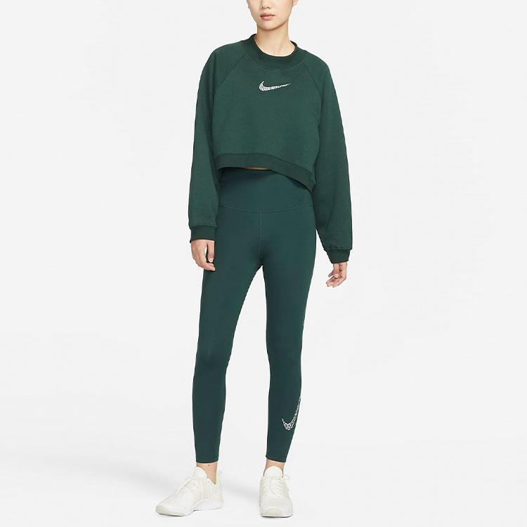 Nike Logo Fleecová Mikina s Kulatým Výstřihem Dámské mikiny Zelená FB1921-397
