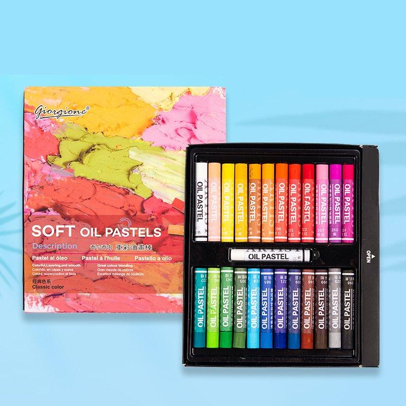 Giorgione White Oil Pastel Set 36 Colors Ultra Soft Classic Heavy Color Kids Mess-Free Art Tools