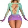 Gradient Color Fishnet Exotic Babydoll Dress Hot Women Hollow Out Sexy Lingerie Sets Erotic Dress Porno Nightgown Sex Underwear