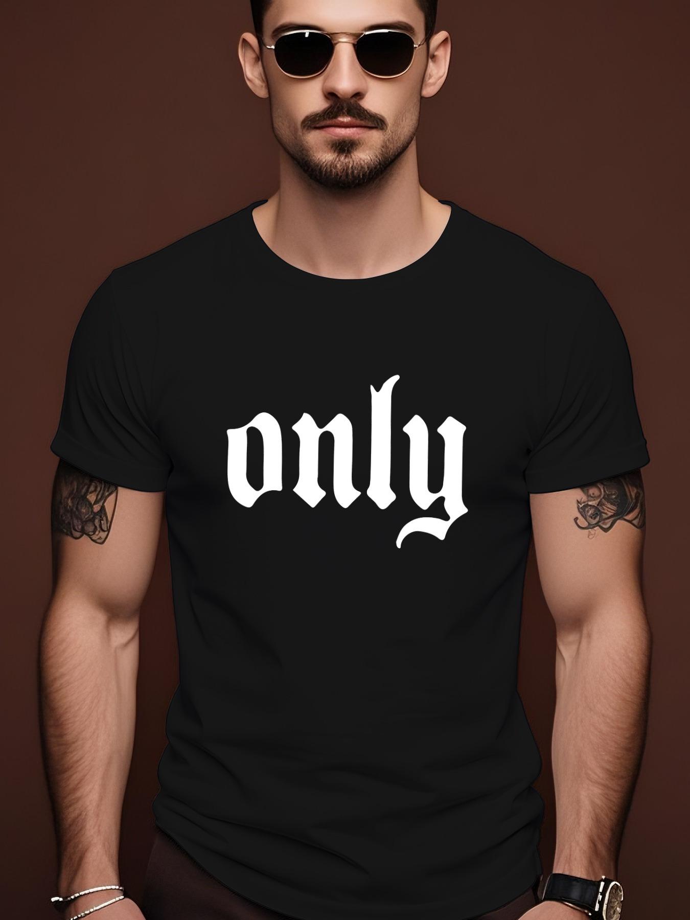 Only Print Tshirt - Minimalist White Cursive Lettering XL
