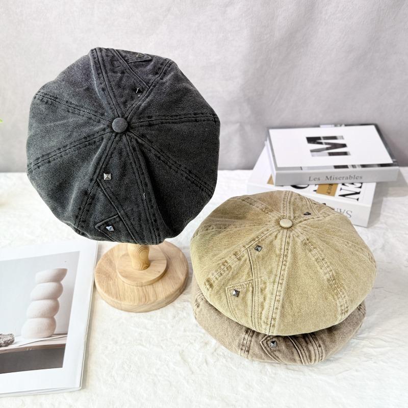 25 Early Autumn New Retro Old Hole Tooling Beret Children Big Head Circumference Show Face Small Painter Hat