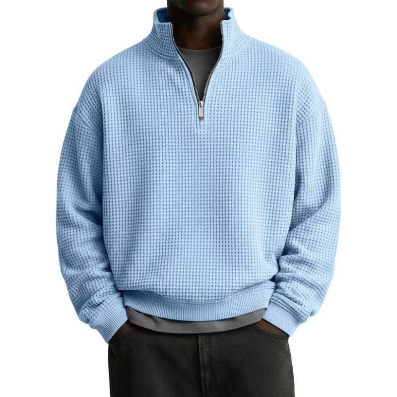 Men S Solid Color Stand Collar Long Sleeve Casual Sweatshirt