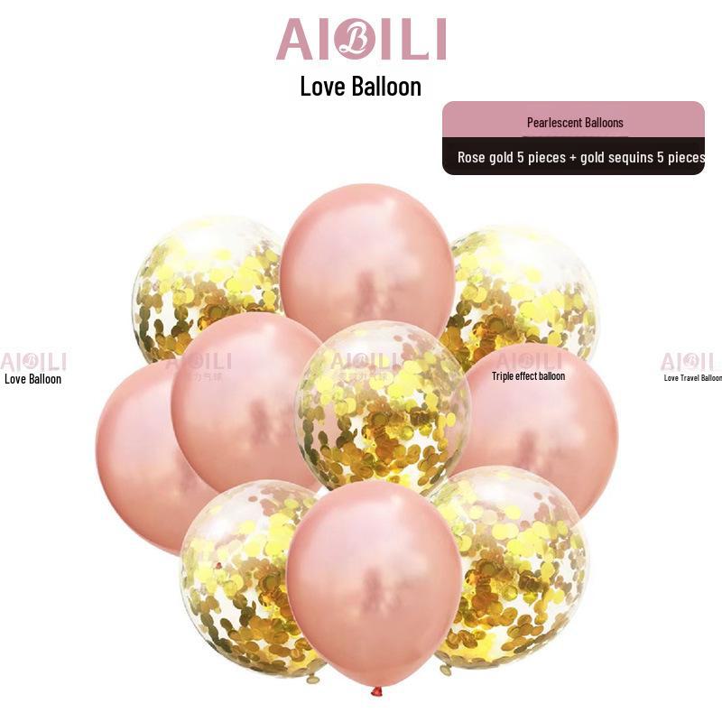 Metallic Sequin Balloon Set for Birthdays, Valentine's Day, and Weddings