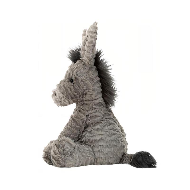 JELLYCAT Wavy Fur Series Animal Donkey Cute Grey Doll Plush Doll 23cm high.
