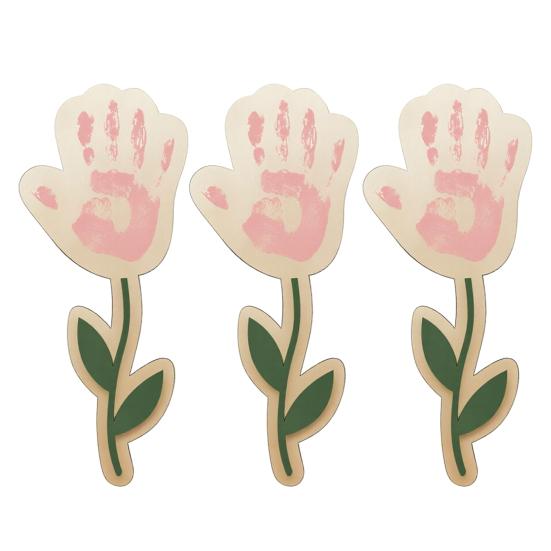 DIY Mother's Day Handprint Art Wooden Handprints Rose Flower Bouquet Gifts for Mom Grandma Mothers Day Keepsake Craft from Kids