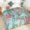 Scenic Floral Towel Blanket, For Sofa Bed, Bedspread, 4-Layer Gauze Cotton, High Quality, 200*230Cm