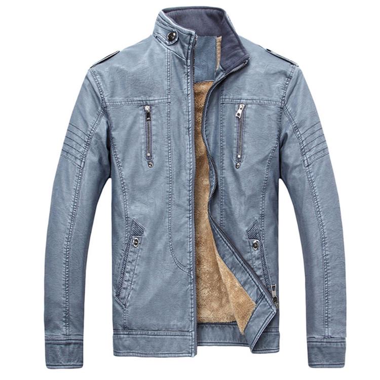 

Мужская кожаная куртка с подкладкой из искусственного меха M синий