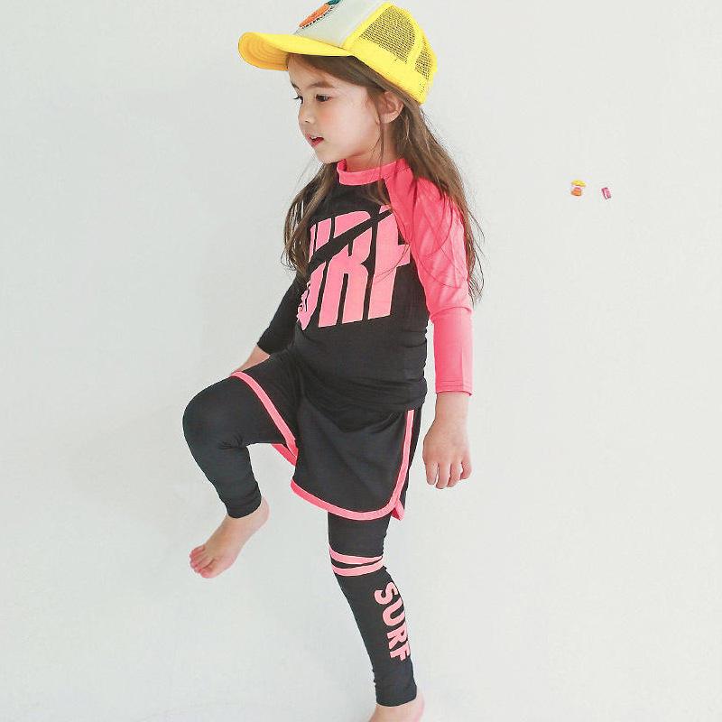 2024 Kinder Schnelltrocknender Badeanzug Set: Langärmiger Sonnenschutz, geteiltes Design für Mädchen & Jungen