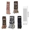 Vintage Leopards Print Tassels Scarf Soft Acrylic Neckerchief Warm Fashion Scarves for Women Warm Accessory