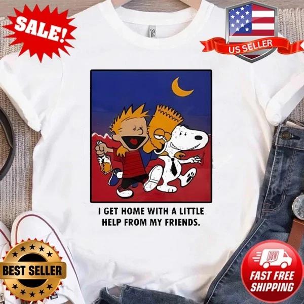

Pretty Bart Simpson Calvin And Hobbes I Get Home With A Little Help Shirt S-5XL XL
