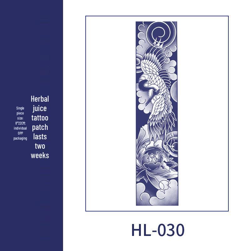 Large Semi-Permanent Waterproof American Style Flower & Plant Arm Tattoo Sticker for Men