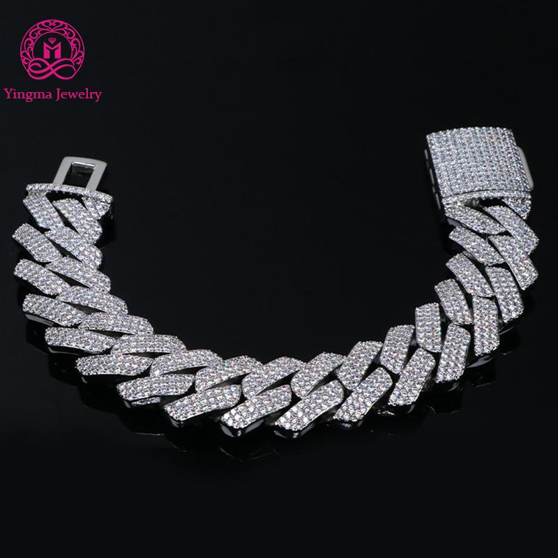 20MM Luxury Men's Cuban Chain Bracelet High Quality Cooper Iced Out Cuban Link Chain with Full Paved 5A CZ Stones Zircon