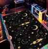 Luxury Black Gold Starry Sky Zodiac Pattern Area Rug Mystical Style Non-Slip Floor Mat for Living Rooms Bedrooms