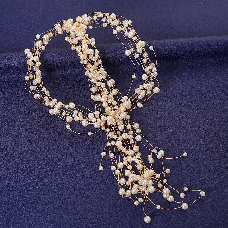 Gold Color Flower Leaf Hairband Tiara For Women Party Crystal Pearl Headband Bridal Wedding Hair Accessories Jewelry Comb Band