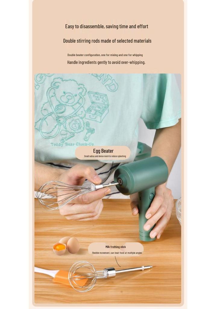 Wireless Automatic Egg Beater & Frother – Handheld Mixer for Cakes and Cream